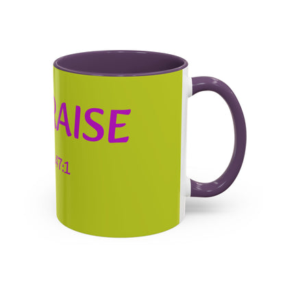 Psalm 147:1 Praise Mug, Christian Bible Verse Accent Coffee Mug