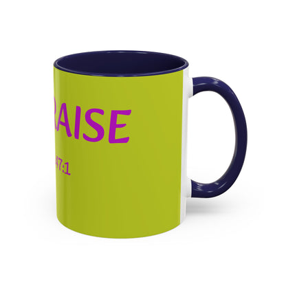 Psalm 147:1 Praise Mug, Christian Bible Verse Accent Coffee Mug